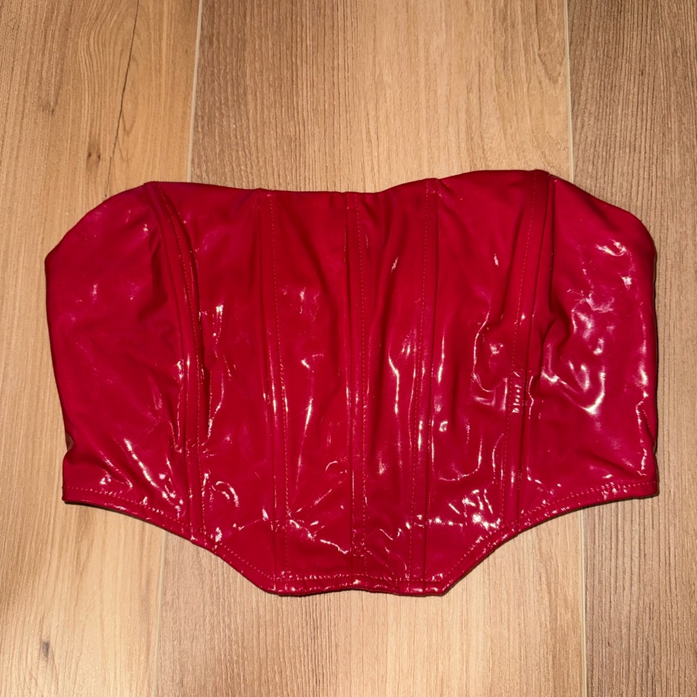 Garage Red Satin Corset Top